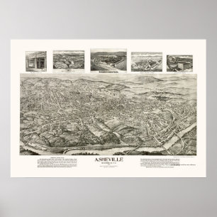 Asheville panorama- karta för NC - 1912 Poster
