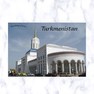 Ashgabat Railway Station i Turkmenistan Vykort