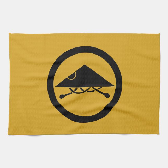 Ashigaru hjälm i cirkel kökshandduk (Horisontell)