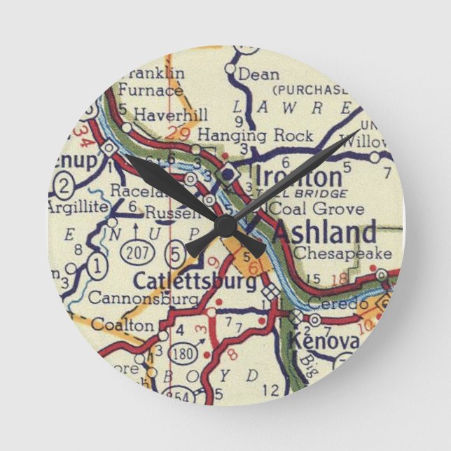 Ashland Kentucky Rund Klocka (Framsida)