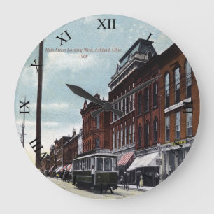 Ashland, Ohio Post Card Clock - Main St 1908 Stor Klocka