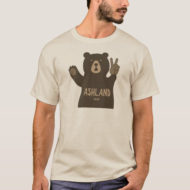 Ashland Oregon Peace Bear T Shirt (Framsida)