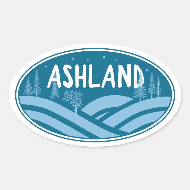 Ashland Oregon utomhus Ovalt Klistermärke (Framsida)
