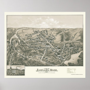 Ashland panorama- karta för MORSOR - 1878 Poster