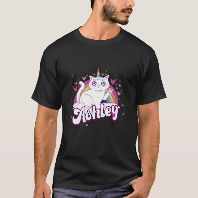 Ashley Adworthy Namn med vacker caticorn T Shirt (Framsida)