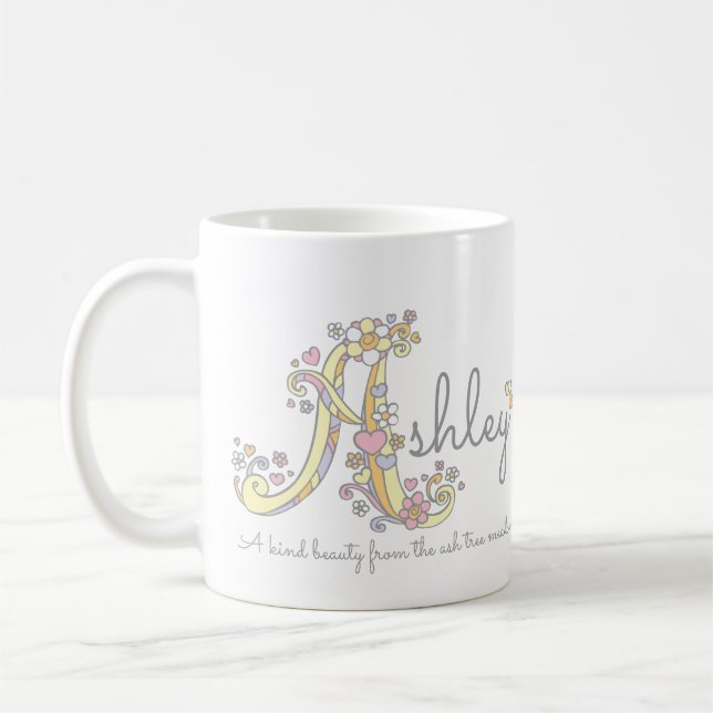 Ashley brev A namn betyder monogram mugg (Vänster)