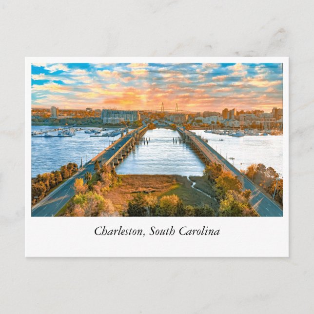 Ashley River Bridge: A Journey Into Charleston Vykort (Framsida)