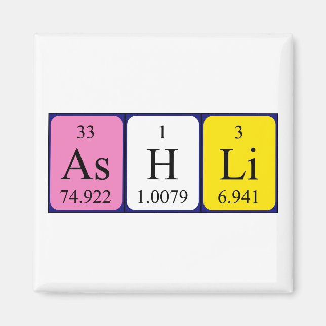 Ashli periodisk bord namn magnet (Framsidan)