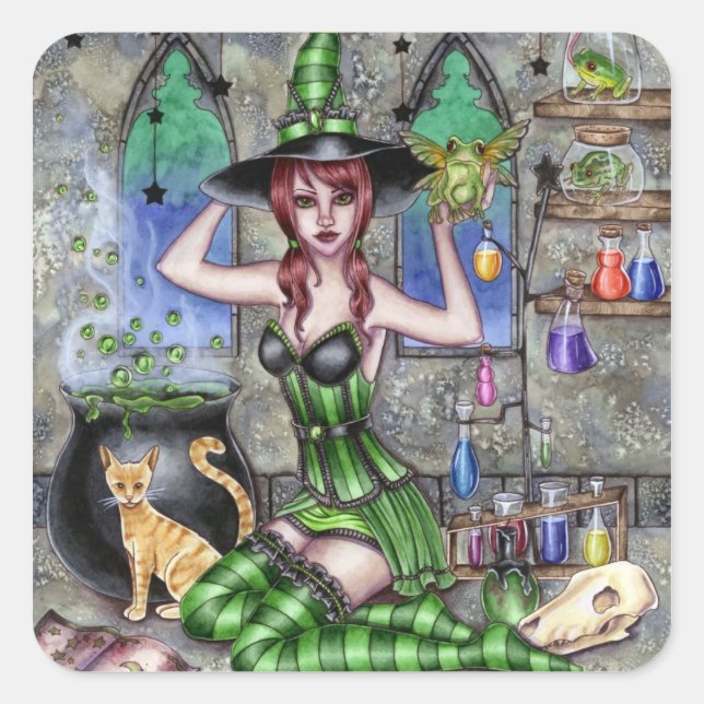 Ashlyn - Potion Witch Sticker Fyrkantigt Klistermärke (Framsida)