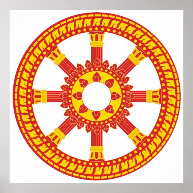 Ashtamangala Symbol Dharmachakra Wheel of Dharma Poster (Framsidan)