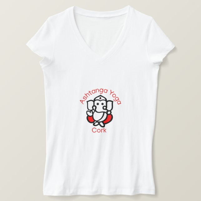 Ashtanga Yoga Kork V-Nacke T-shirt (Design framsida)