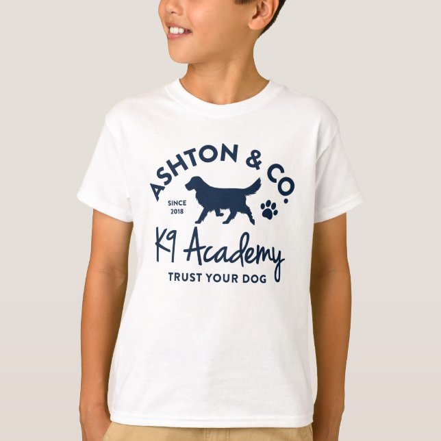 Ashton & Co. K9 Academy 1c Logo Kids' T Shirt (Framsida)