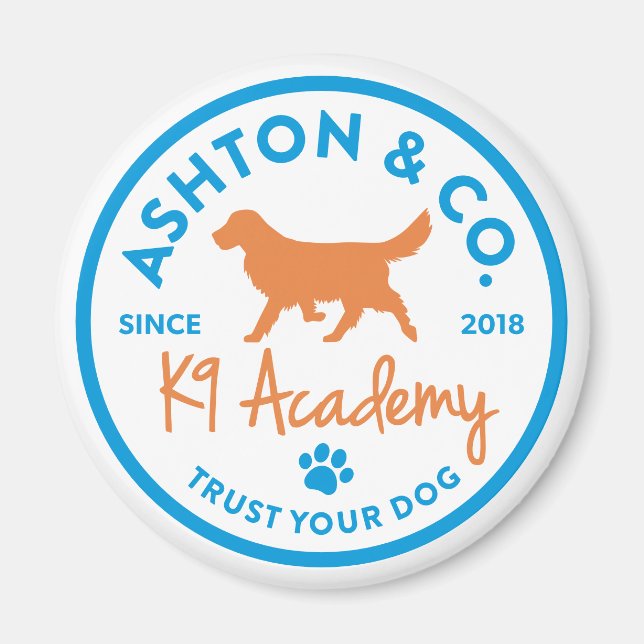 Ashton & Co. K9 Academy 2c-Logotyp Magnet (Framsidan)