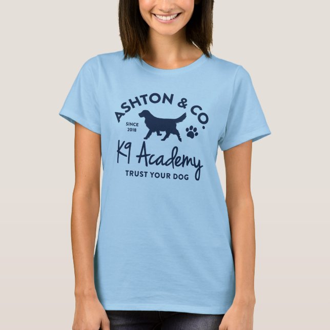 Ashton & Co. K9 Academy Damens enfärgslogotyp T Shirt (Framsida)