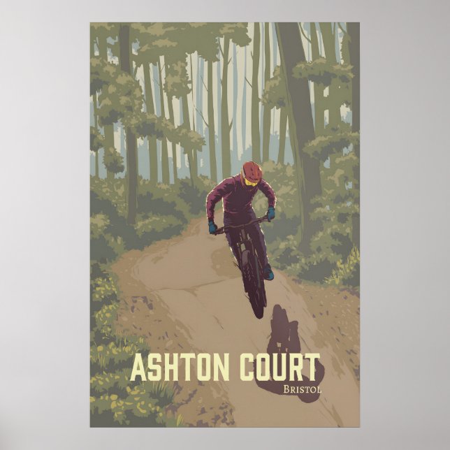 Ashton Court Mountainbike Reseskylt Poster (Framsidan)