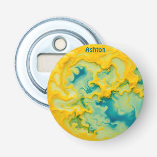 ASHTON ~ Shades of Aqua Gult Blue 3D ~ Flasköppnare