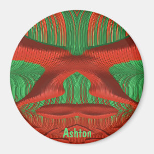 ASHTON ~ Shades of Grönt, Red jul Fractal ~ Magnet