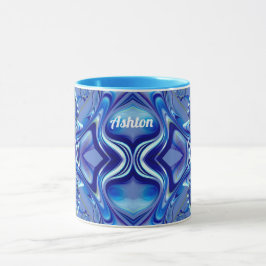 ASHTON ~ Zany 3D Fractal ~ Shades of Blue Mugg