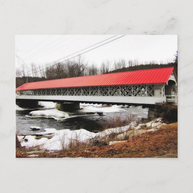 Ashuelot Covered Bridge i Winter Vykort (Framsida)