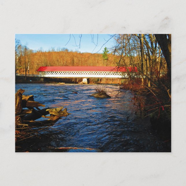 Ashuelot täckte bron - från floden Kant Vykort (Framsida)