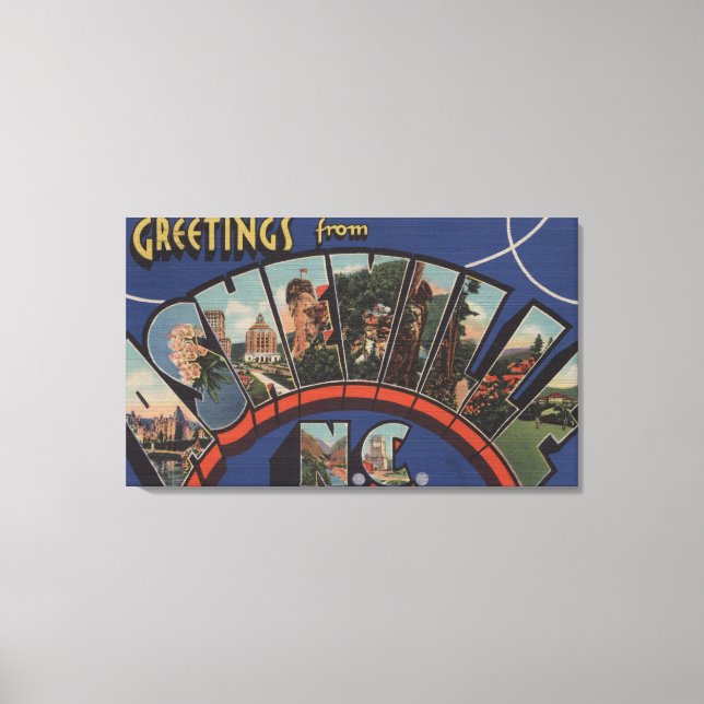 Ashville, North Carolina - Large Brev Scenes 2 Canvastryck (Framsida)