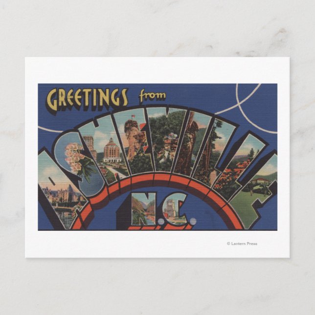 Ashville, North Carolina - Large Brev Scenes Vykort (Framsida)