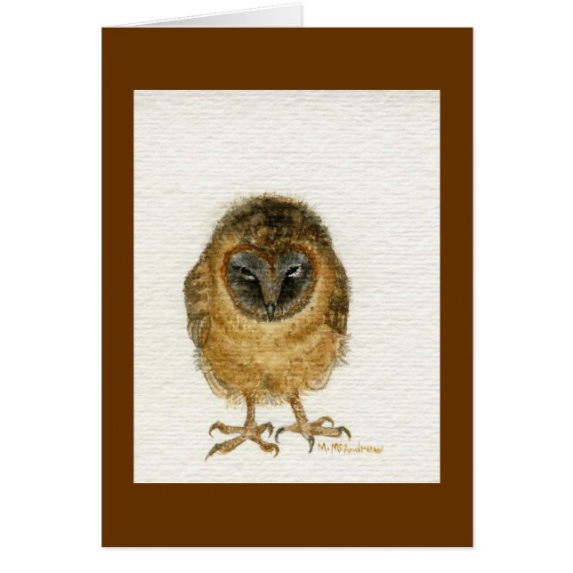 "Ashy vänd mot ladugårduggla ", OBS Kort (Framsidan)