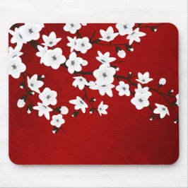 Asia Blommigt White Cherry Blommar Red Musmatta