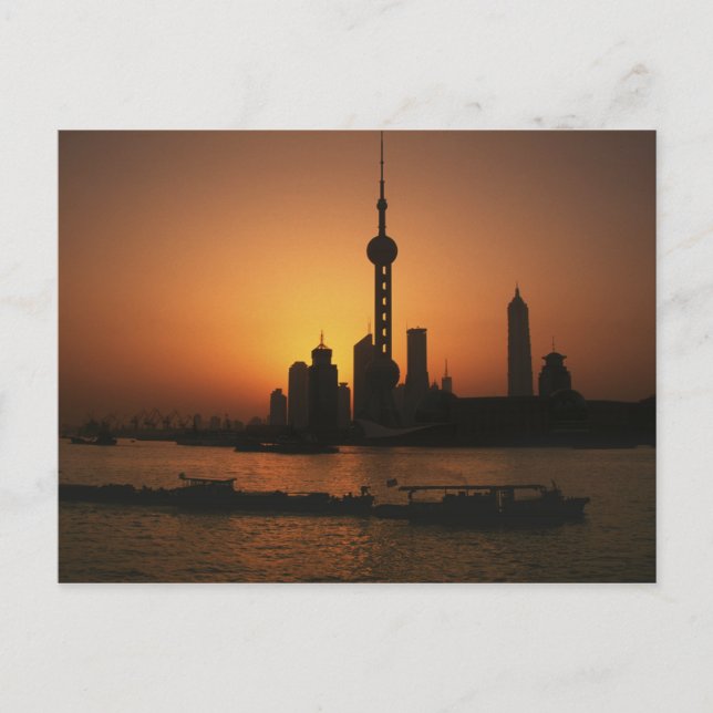 ASIA, China, Shanghai View of Oriental Pearl TV Vykort (Framsida)