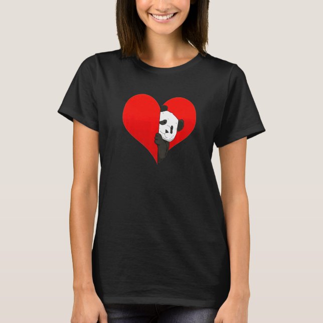 Asia Cute Kärlek Panda Pun Bear Heart T Shirt (Framsida)