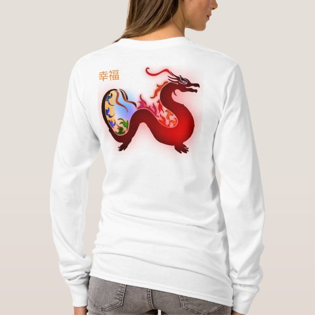asia dragon color luck balances t shirt (Baksida)