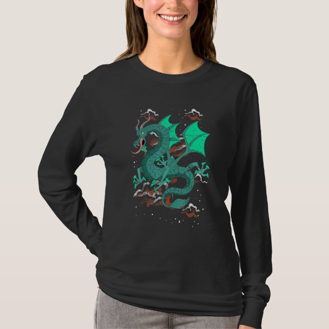 Asia Fantasy Animal Chinese Mythical Creature Flyi T Shirt (Framsida)