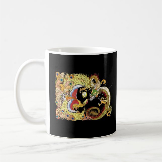 Asia History Dragon Phoenix with Pearl Chinese Myt Kaffemugg (Vänster)