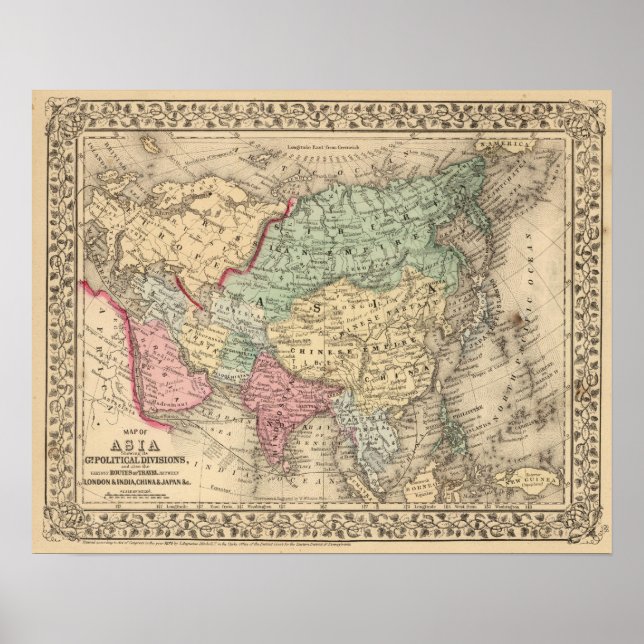 Asia Karta av Mitchell Poster (Framsidan)