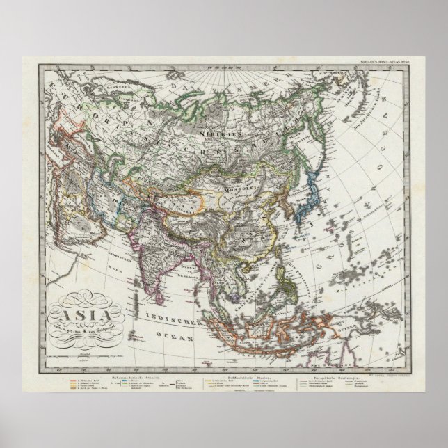 Asia Karta av Stieler Poster (Framsidan)