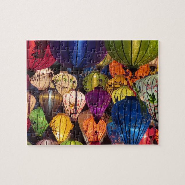 asia, lampion, festival, firande, mask, ljus, pussel (Horisontell)