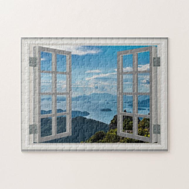 Asia Mountain Fantastisk View Fab Ocean Jigszl Puz Pussel (Horisontell)