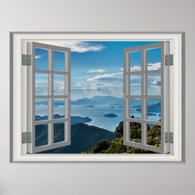Asia Mountains Fantastisk View Fab Ocean Poster (Framsidan)