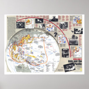 "Asia Pacific: 1937/45 - KARTA för världskrig II… Poster