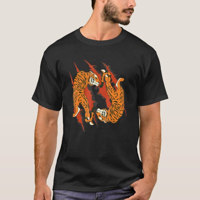 Asian Animal Vild katt Predator Wildlife Tiger T Shirt (Framsida)
