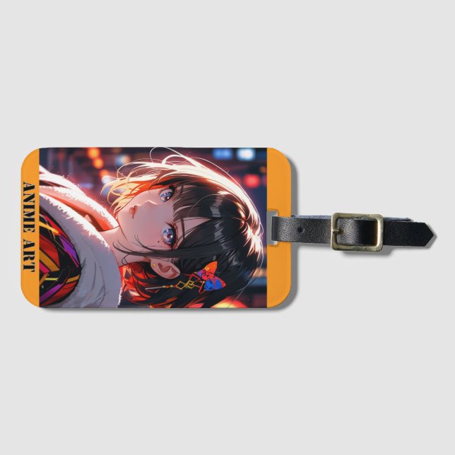 Asian anime cute girl design bagagebricka (Framsida horisontal)
