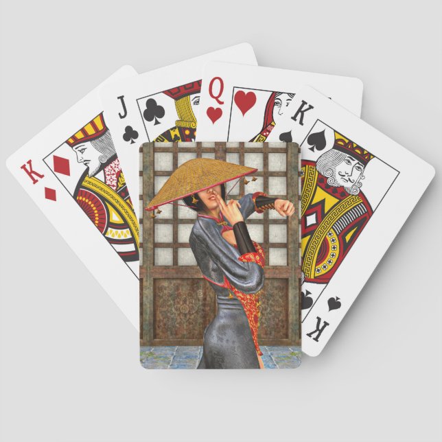 Asian Battle Woman Casinokort (Baksidan)