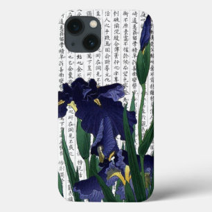 Asian Blue Iris på Kanji Background