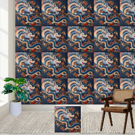 Asian Chinoiserie Dragon Tile Kakelplatta