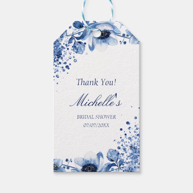 Asian Chinoiserie Light Blue Blommigt Bridgerton Presentetikett (Framsidan)