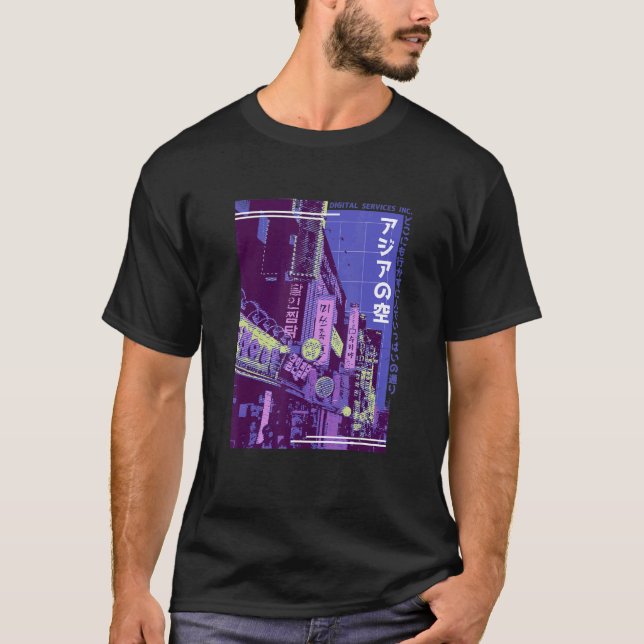 Asian City Street Coola Vaporwave Retro Roligt 80s T Shirt (Framsida)