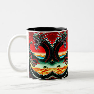 ASIAN DRAGON DEKORATIV KUDDE Två-Tonad MUGG