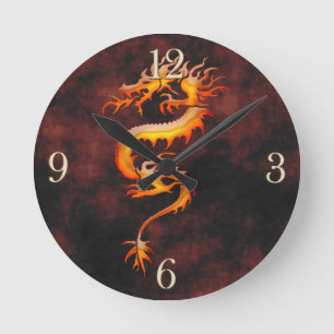 Asian Dragon Fantasy Art Clock Rund Klocka
