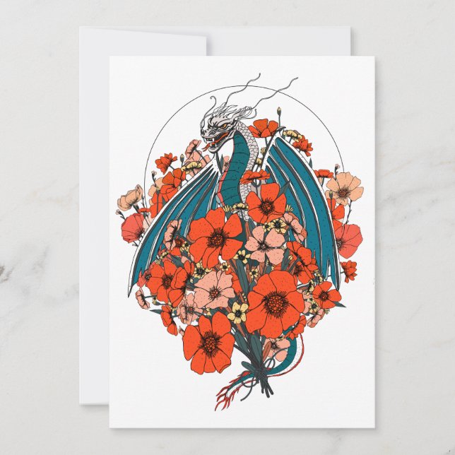 Asian Dragon Logotyp Inbjudningar (Framsida)