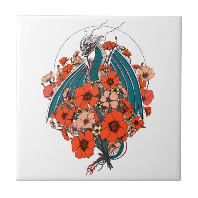 Asian Dragon Logotyp Kakelplatta (Framsidan)